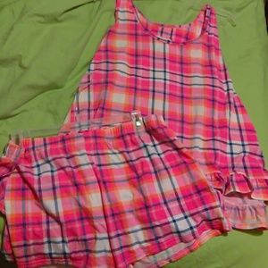 Pink plaid sleep outfit